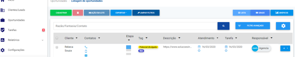 screenshot of Meets CRM